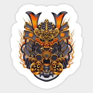 Gold Oni Mask Warrior Sticker